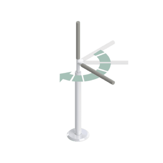 Illustration showing how the Advantage Rail moves and locks every 45 degrees around the pole