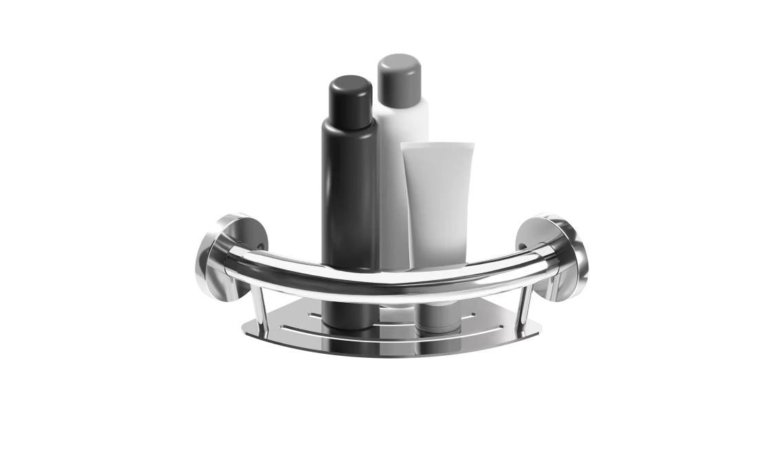 PLUS Series Corner Shelf in Chrome Polished Finish